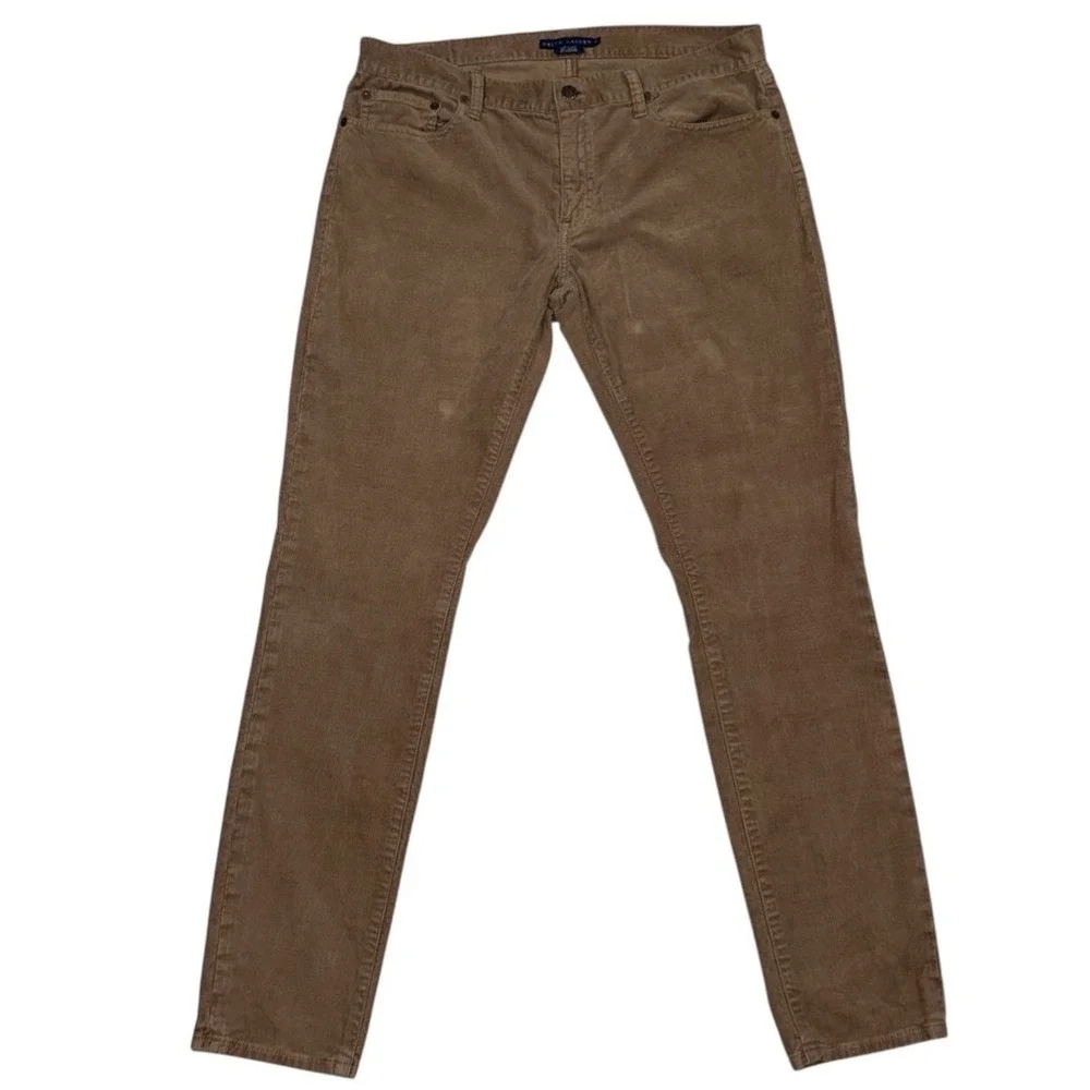 Ralph Lauren VTG Corduroy Pants Men 31x30 Tan Slim Straight Stretch Tan 5-Pocket